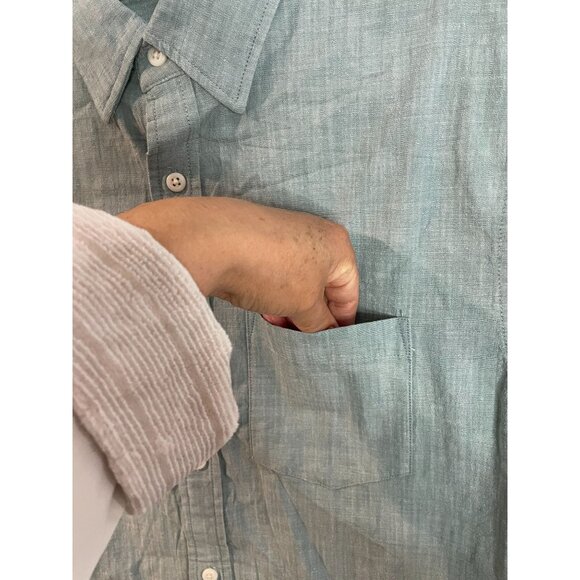 Hawker Rye Slim Fit Stretch Short Sleeve Button-Up Shirt Medium Blue - Picture 7 of 13